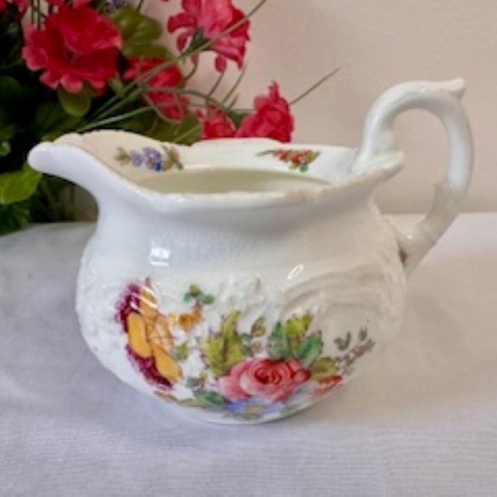 Vintage Coalport Severs‎ Embossed Creamer – Made in England Floral Jug